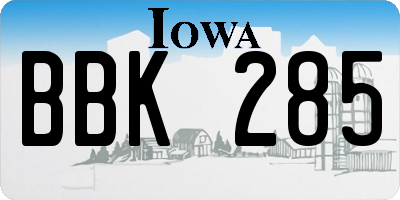 IA license plate BBK285