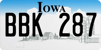 IA license plate BBK287