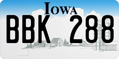 IA license plate BBK288