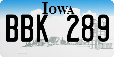 IA license plate BBK289