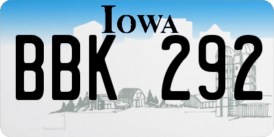 IA license plate BBK292