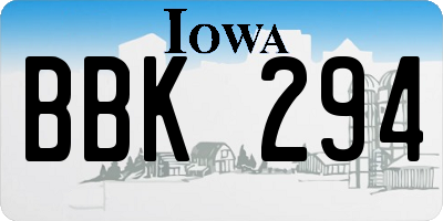 IA license plate BBK294