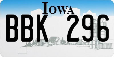 IA license plate BBK296