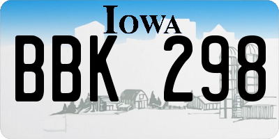 IA license plate BBK298
