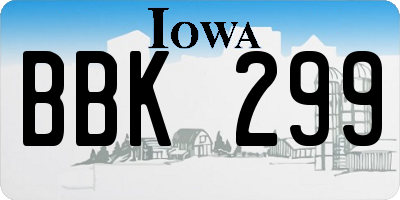 IA license plate BBK299