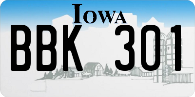 IA license plate BBK301