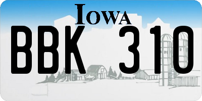 IA license plate BBK310