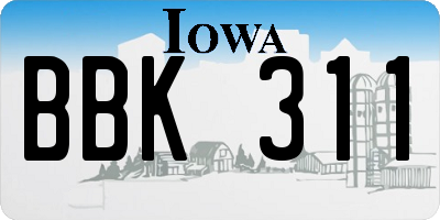 IA license plate BBK311