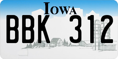 IA license plate BBK312