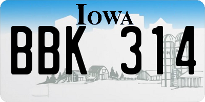 IA license plate BBK314