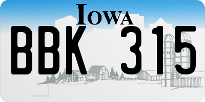 IA license plate BBK315