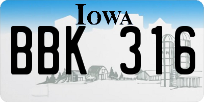 IA license plate BBK316