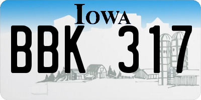 IA license plate BBK317