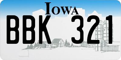 IA license plate BBK321