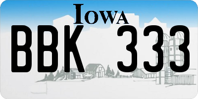 IA license plate BBK333