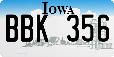 IA license plate BBK356