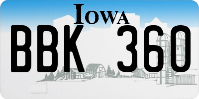IA license plate BBK360
