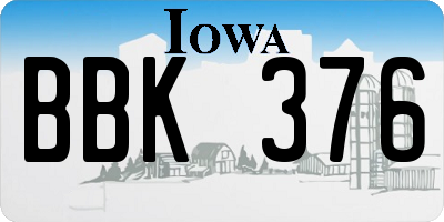 IA license plate BBK376