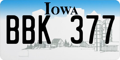 IA license plate BBK377