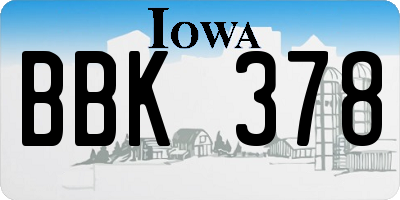 IA license plate BBK378