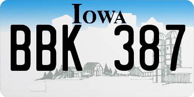 IA license plate BBK387