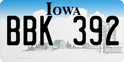 IA license plate BBK392