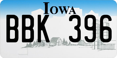IA license plate BBK396