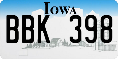 IA license plate BBK398