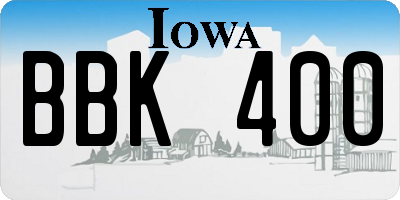 IA license plate BBK400