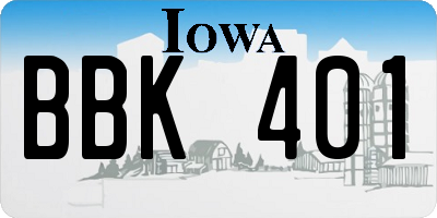 IA license plate BBK401