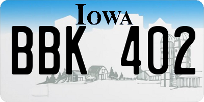IA license plate BBK402