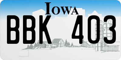 IA license plate BBK403