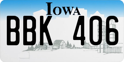 IA license plate BBK406
