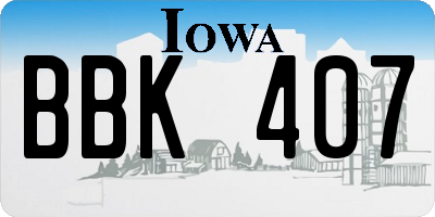 IA license plate BBK407