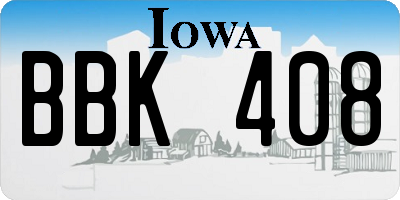IA license plate BBK408