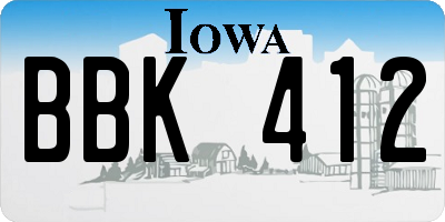 IA license plate BBK412