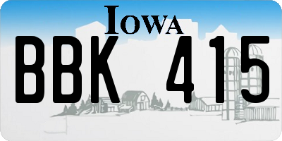 IA license plate BBK415