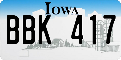 IA license plate BBK417