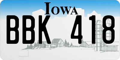 IA license plate BBK418