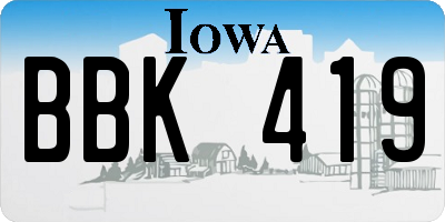 IA license plate BBK419