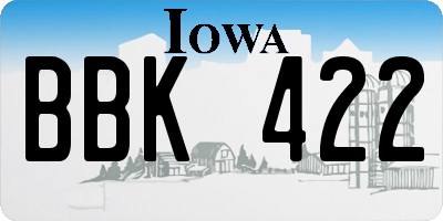 IA license plate BBK422