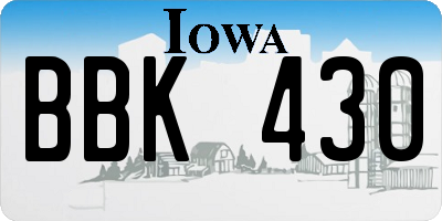 IA license plate BBK430