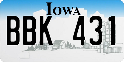 IA license plate BBK431