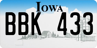 IA license plate BBK433
