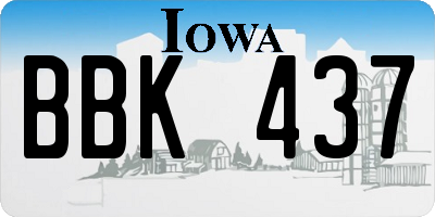 IA license plate BBK437