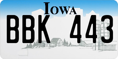 IA license plate BBK443