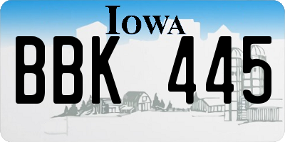 IA license plate BBK445