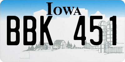 IA license plate BBK451