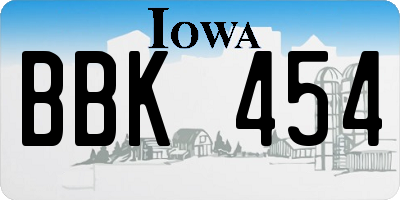 IA license plate BBK454