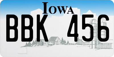 IA license plate BBK456